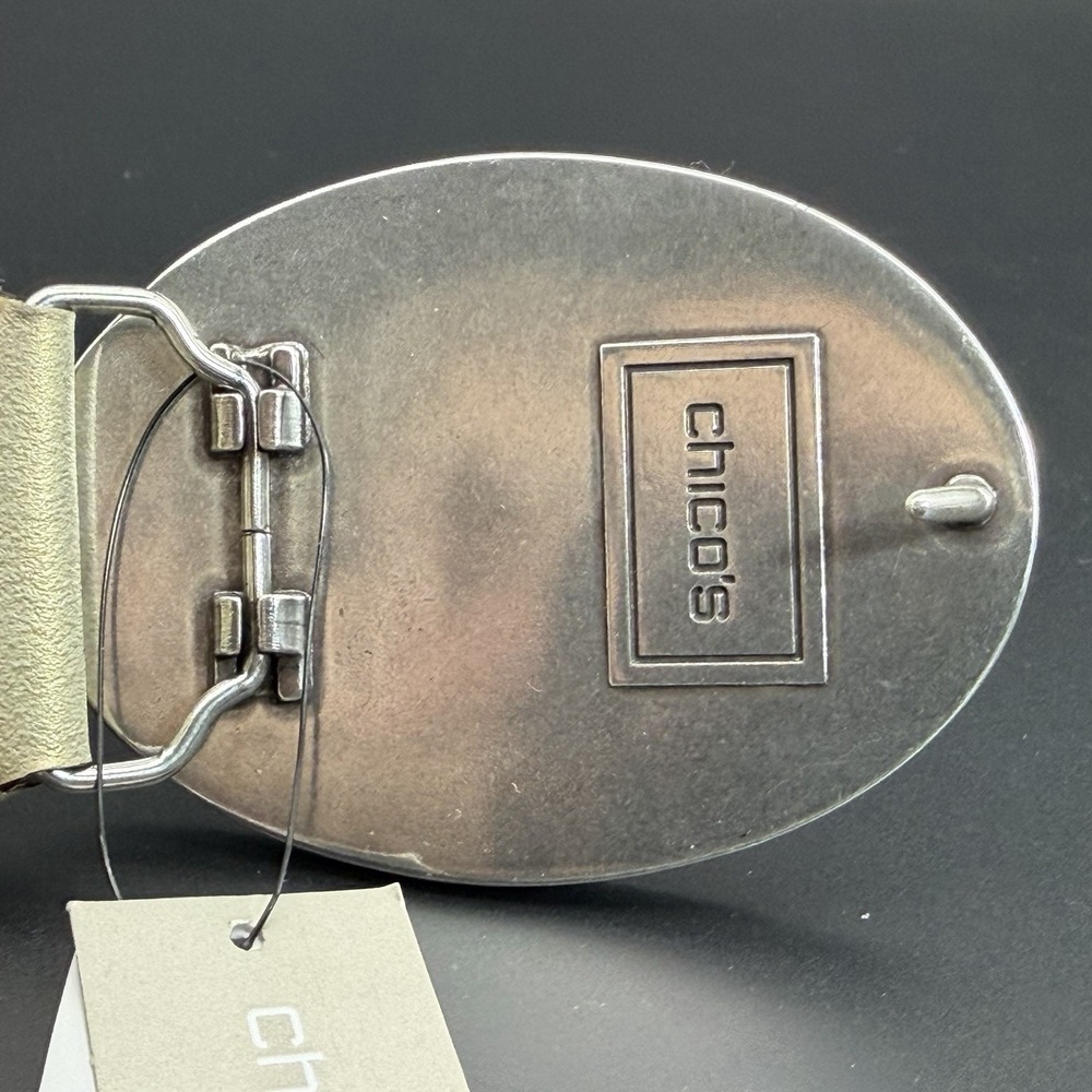 Chico's Women's Silver Metallic Woven Slouch Belt Gem Stones Size Small NWT - Picture 3 of 6